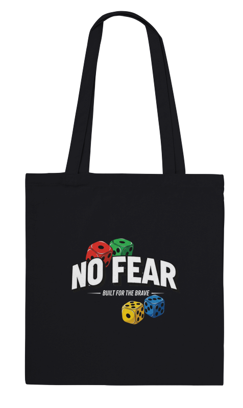 "No Fear" Cotton Tote Bag – Reusable Eco-Friendly Tote, Bold Motivational Print, Durable Streetwear Bag