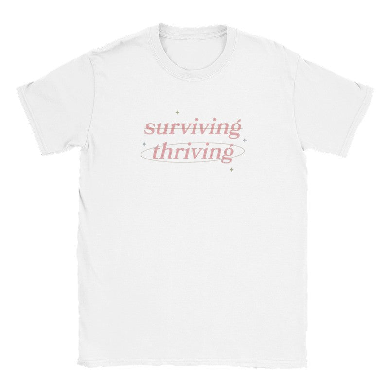 Surviving Thriving Graphic Streetwear T-Shirt – Motivational Oversized Tee for Men & Women