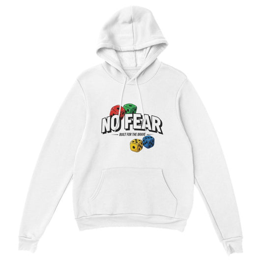 "No Fear" Pullover Hoodie – Unisex Streetwear, Motivational Graphic Hoodie, Oversized Fit, Cotton Blend