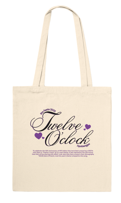 BTS “Twelve O’Clock” Cotton Tote Bag – K-Pop Fan Merch | BTS Comeback Gift for ARMY