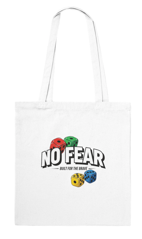 "No Fear" Cotton Tote Bag – Reusable Eco-Friendly Tote, Bold Motivational Print, Durable Streetwear Bag