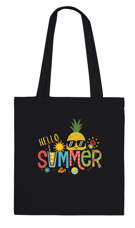 Hello Summer 100% Cotton Tote Bag – Eco-Friendly, Reusable, Lightweight Bag for Beach, Travel & Daily Use
