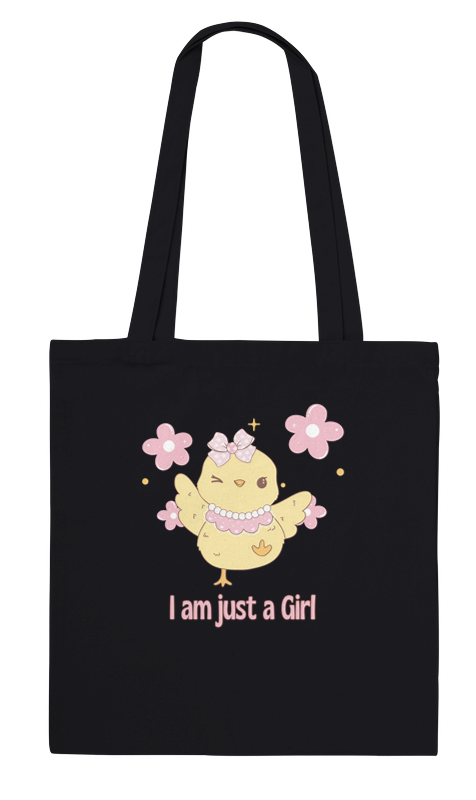 “I'm Just A Girl” Tote Bag – 100% Cotton Eco-Friendly, Reusable Stylish Everyday Shoulder Bag for Women & Girls