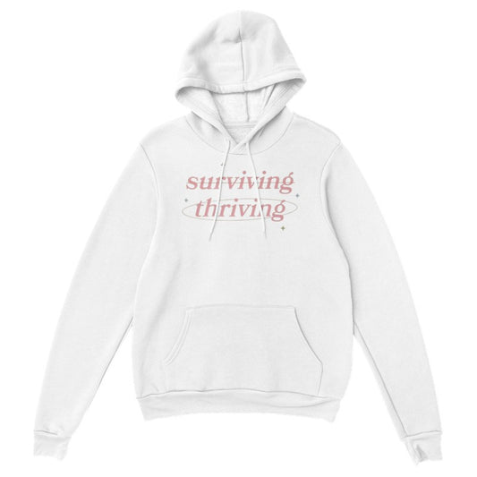 Surviving Thriving Streetwear Pullover Hoodie – Motivational Oversized Unisex Fit
